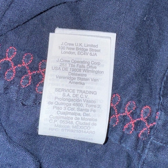 J. Crew Embroidered Navy Blue And Red Tunic Top Dress Size Small - Picture 6 of 7